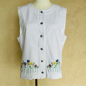 Vintage Cherokee Denim Embroidered  Sleeveless Top/Vest